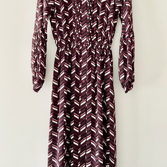 Michael Kors Maroon Chevron Midi Dress - Picture 7 of 10